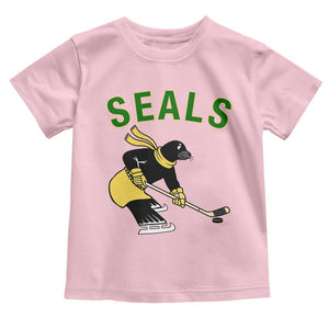 Funny Seal Ice Hockey Player Toddler T Shirt Winter Sports Gift TS12 Light Pink Print Your Wear
