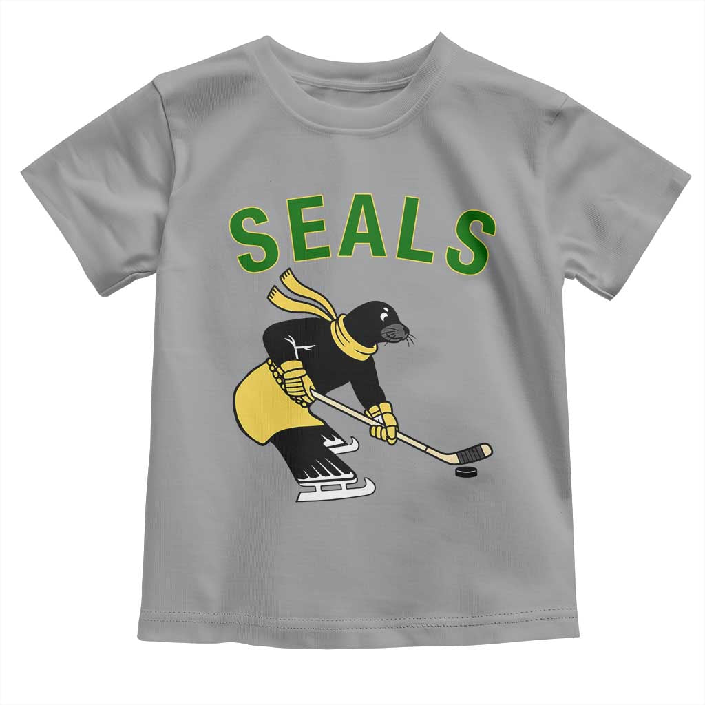 Funny Seal Ice Hockey Player Toddler T Shirt Winter Sports Gift TS12 Sport Gray Print Your Wear