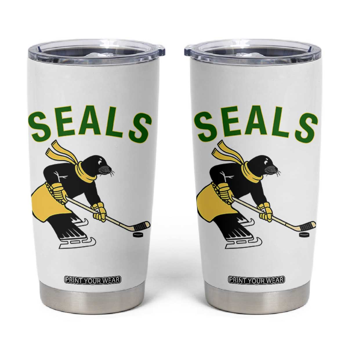 Funny Seal Ice Hockey Player Tumbler Cup Winter Sports Gift TS12 White Print Your Wear