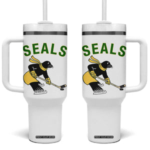 Funny Seal Ice Hockey Player Tumbler With Handle Winter Sports Gift TS12 One Size: 40 oz White Print Your Wear