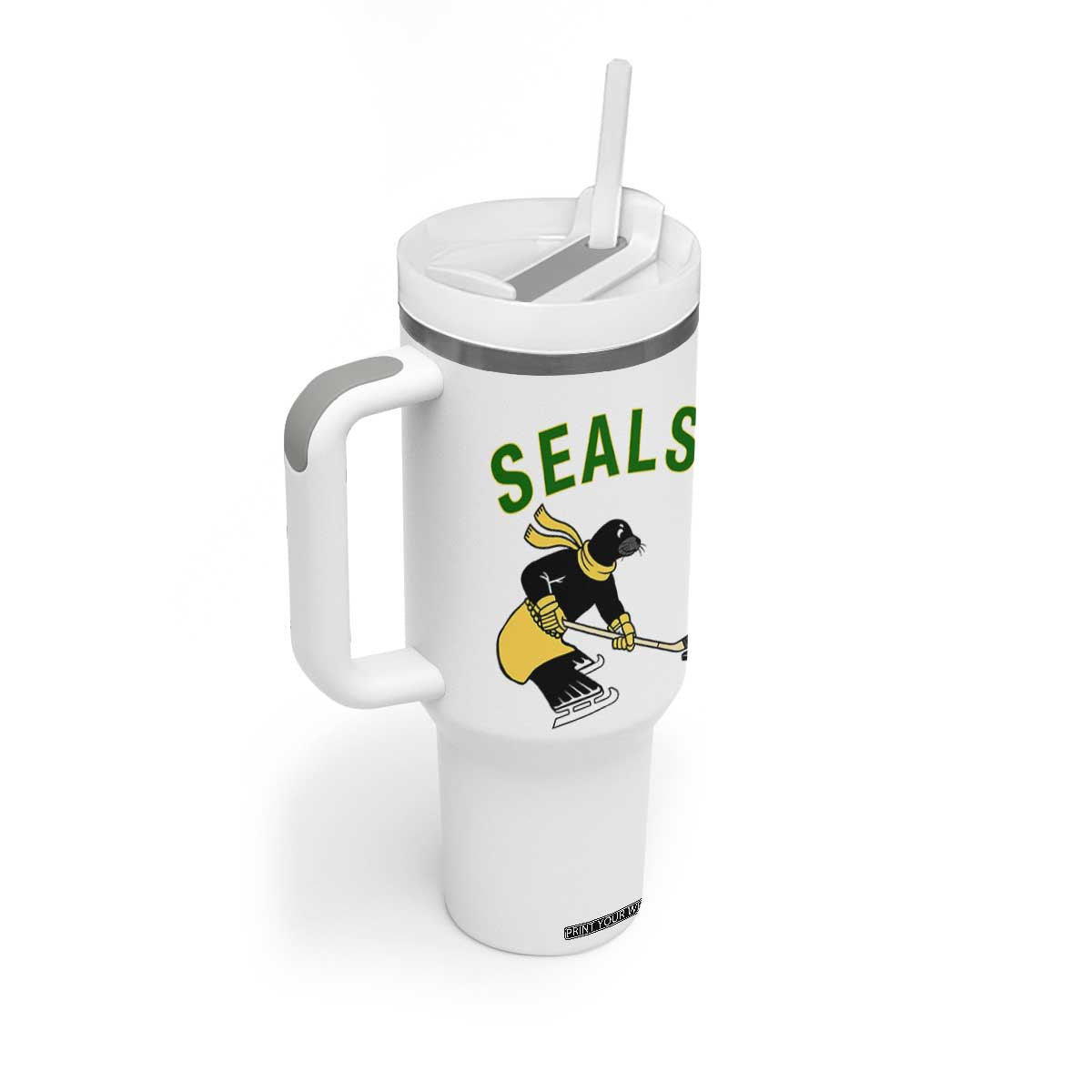 Funny Seal Ice Hockey Player Tumbler With Handle Winter Sports Gift TS12 Print Your Wear