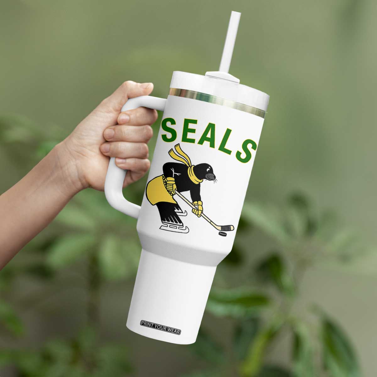 Funny Seal Ice Hockey Player Tumbler With Handle Winter Sports Gift TS12 Print Your Wear