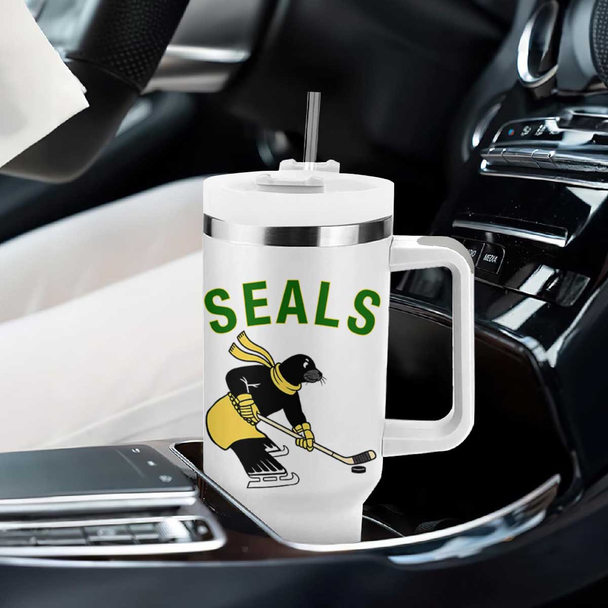 Funny Seal Ice Hockey Player Tumbler With Handle Winter Sports Gift TS12 Print Your Wear