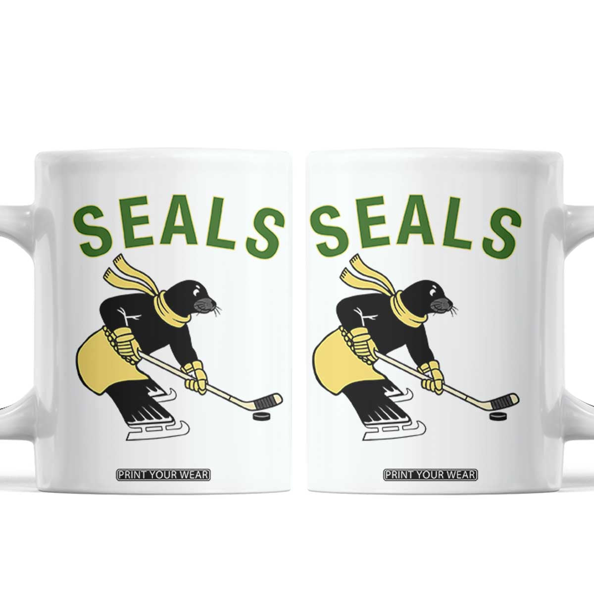 Funny Seal Ice Hockey Player Coffee Mug Winter Sports Gift TS12 White Print Your Wear