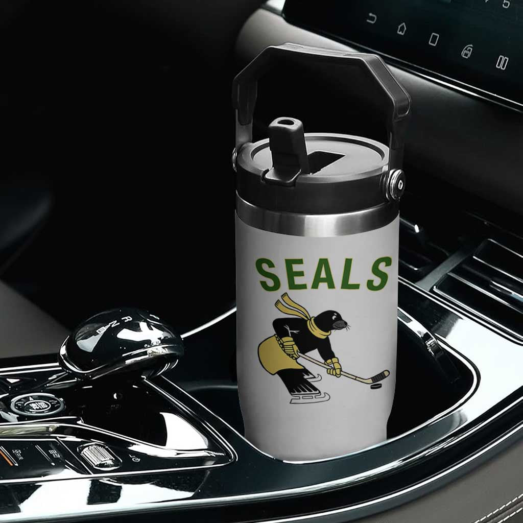 Funny Seal Ice Hockey Player Flip Straw Tumbler Winter Sports Gift TS12 Print Your Wear
