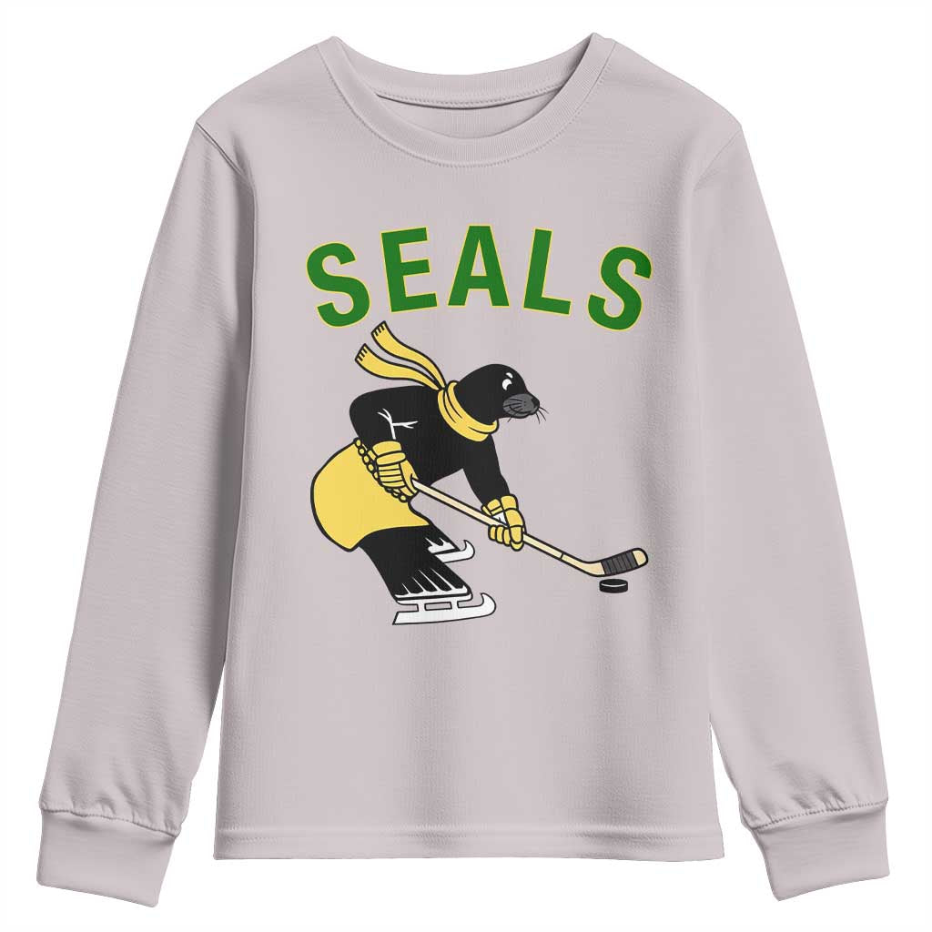 Funny Seal Ice Hockey Player Youth Sweatshirt Winter Sports Gift TS12 Ice Gray Print Your Wear