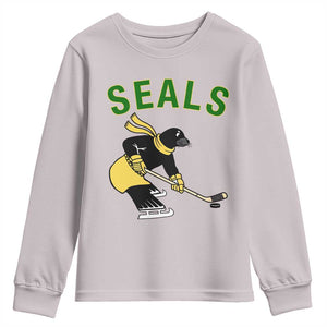 Funny Seal Ice Hockey Player Youth Sweatshirt Winter Sports Gift TS12 Ice Gray Print Your Wear