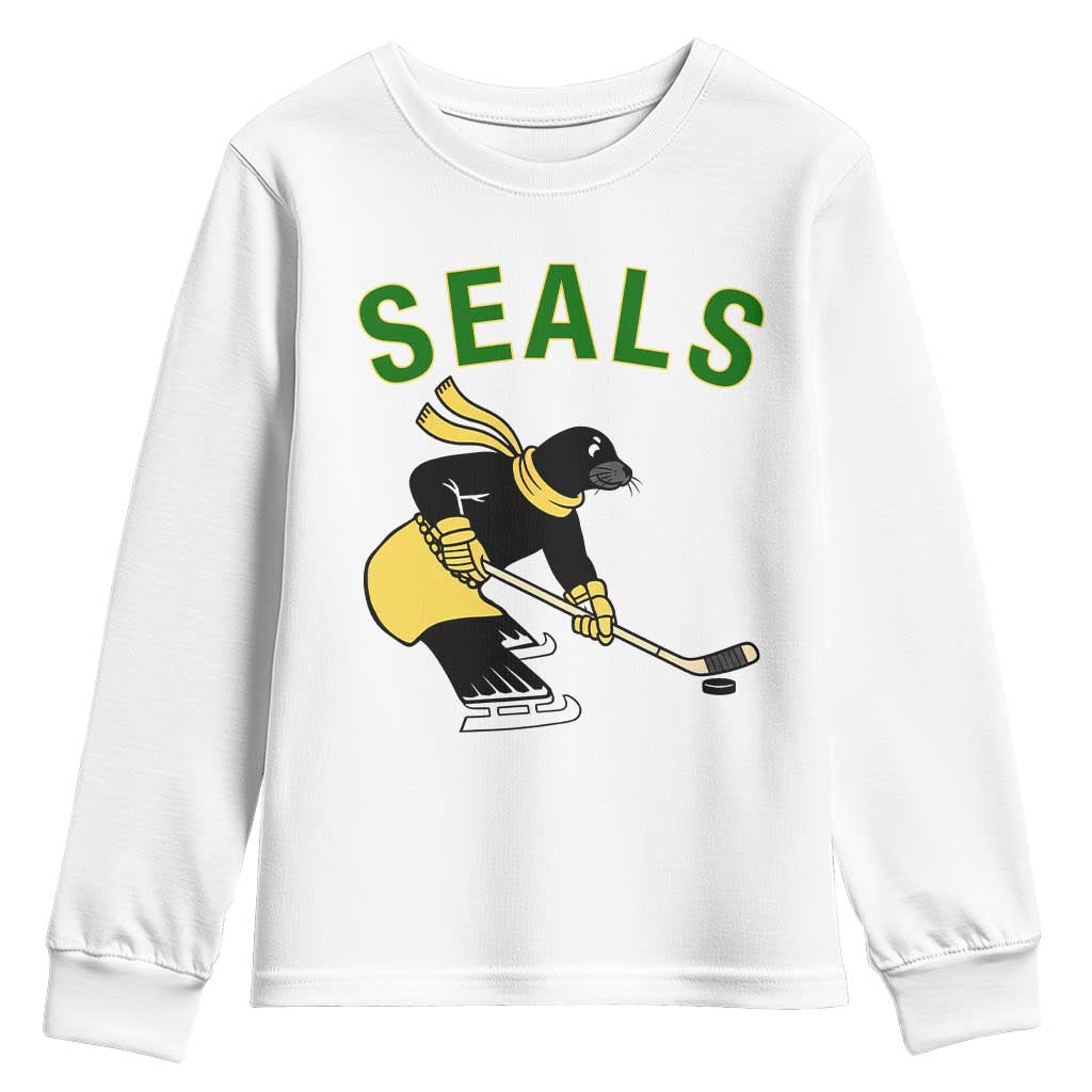 Funny Seal Ice Hockey Player Youth Sweatshirt Winter Sports Gift TS12 White Print Your Wear