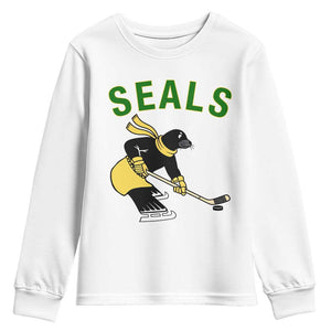 Funny Seal Ice Hockey Player Youth Sweatshirt Winter Sports Gift TS12 White Print Your Wear
