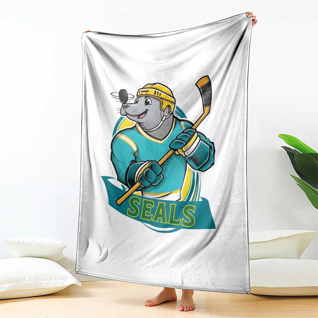 Cute Seal Playing Ice Hockey Throw Blanket Funny Winter Sports Gift TS12 Print Your Wear