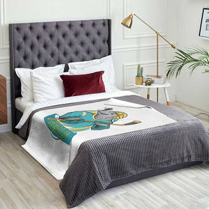 Cute Seal Playing Ice Hockey Throw Blanket Funny Winter Sports Gift TS12 Print Your Wear