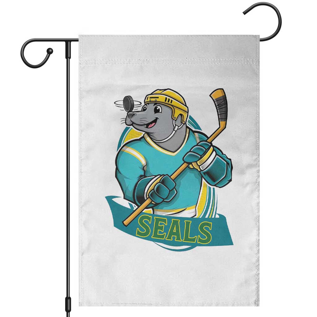 Cute Seal Playing Ice Hockey Garden Flag Funny Winter Sports Gift TS12 White Print Your Wear