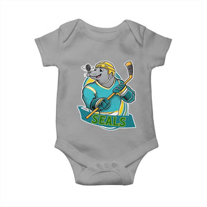 Cute Seal Playing Ice Hockey Baby Onesie Funny Winter Sports Gift TS12 Sport Gray Print Your Wear