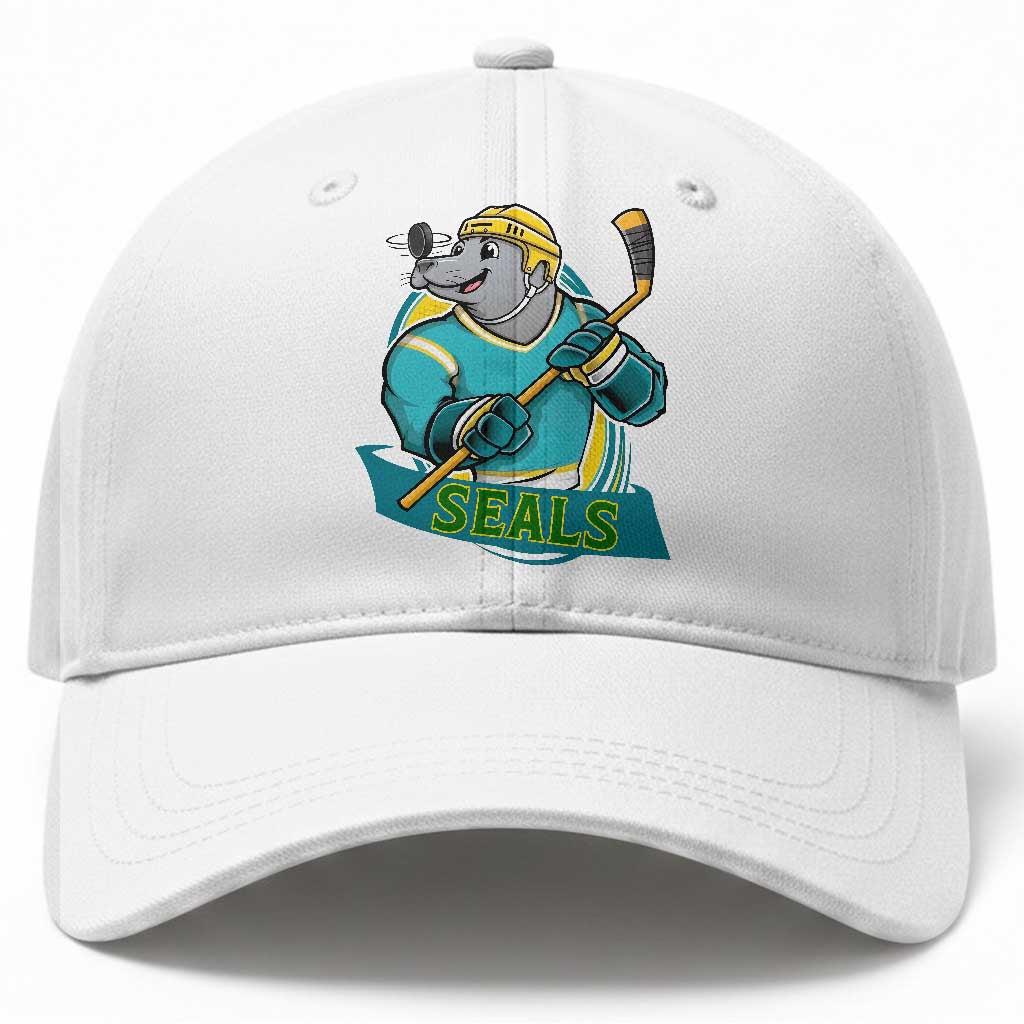 Cute Seal Playing Ice Hockey Baseball Cap Funny Winter Sports Gift TS12 Print Your Wear