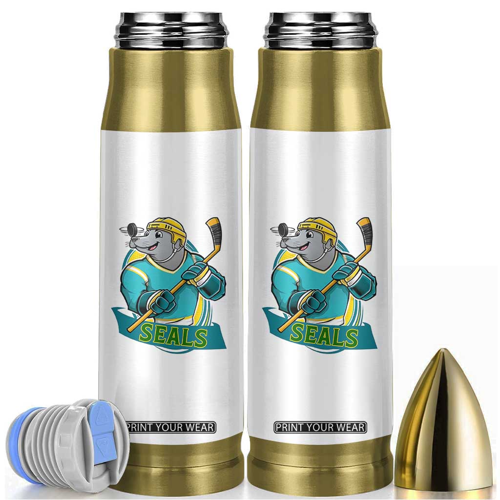 Cute Seal Playing Ice Hockey Bullet Tumbler Funny Winter Sports Gift TS12 White Print Your Wear