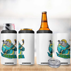 Cute Seal Playing Ice Hockey 4 in 1 Can Cooler Tumbler Funny Winter Sports Gift TS12 Print Your Wear