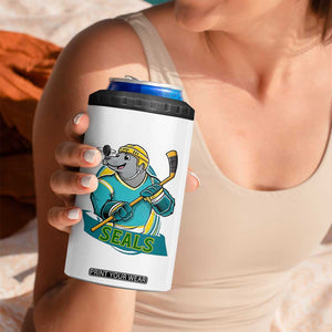Cute Seal Playing Ice Hockey 4 in 1 Can Cooler Tumbler Funny Winter Sports Gift TS12 Print Your Wear