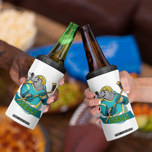 Cute Seal Playing Ice Hockey 4 in 1 Can Cooler Tumbler Funny Winter Sports Gift TS12 Print Your Wear