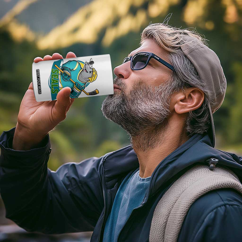 Cute Seal Playing Ice Hockey 4 in 1 Can Cooler Tumbler Funny Winter Sports Gift TS12 Print Your Wear