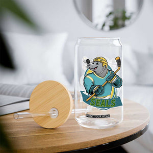 Cute Seal Playing Ice Hockey Glass Can Funny Winter Sports Gift TS12 Print Your Wear