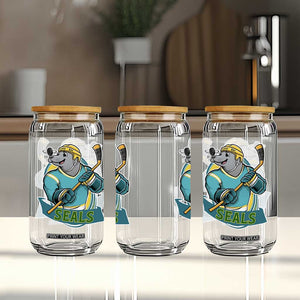 Cute Seal Playing Ice Hockey Glass Can Funny Winter Sports Gift TS12 Print Your Wear