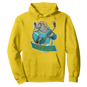 Cute Seal Playing Ice Hockey Hoodie Funny Winter Sports Gift TS12 Daisy Print Your Wear