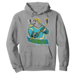 Cute Seal Playing Ice Hockey Hoodie Funny Winter Sports Gift TS12 Sport Gray Print Your Wear