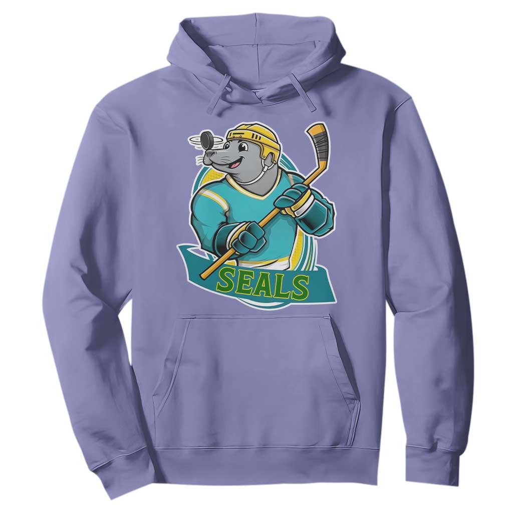 Cute Seal Playing Ice Hockey Hoodie Funny Winter Sports Gift TS12 Violet Print Your Wear