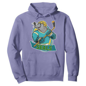 Cute Seal Playing Ice Hockey Hoodie Funny Winter Sports Gift TS12 Violet Print Your Wear
