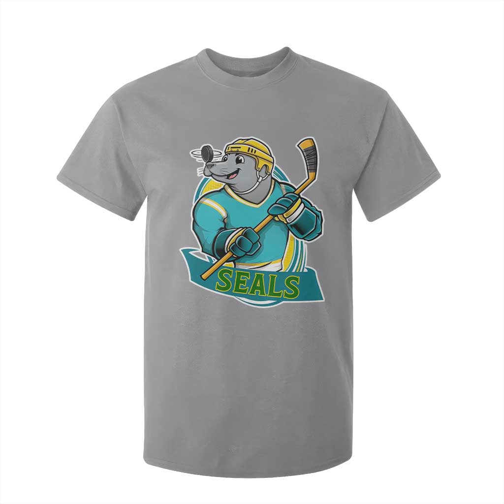 Cute Seal Playing Ice Hockey T Shirt For Kid Funny Winter Sports Gift TS12 Sport Gray Print Your Wear