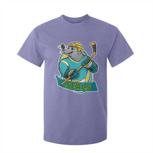 Cute Seal Playing Ice Hockey T Shirt For Kid Funny Winter Sports Gift TS12 Violet Print Your Wear