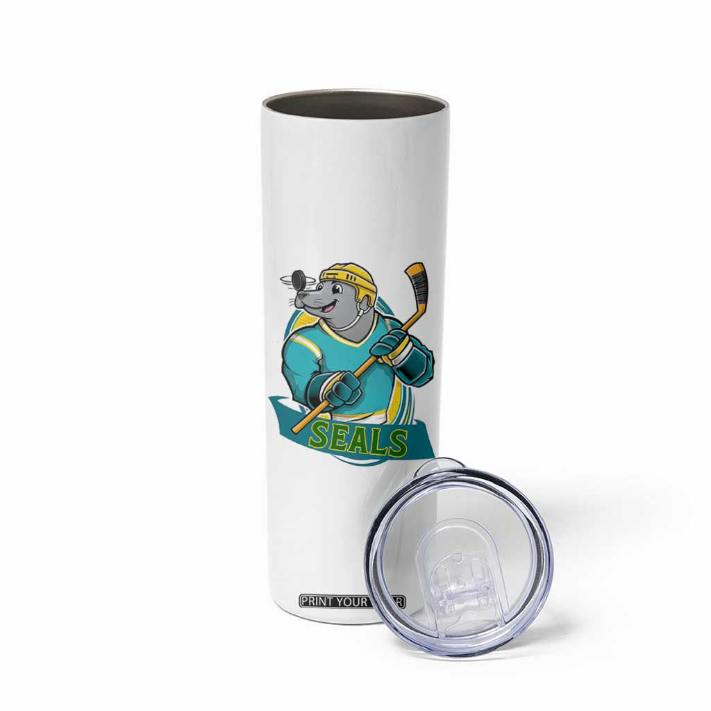 Cute Seal Playing Ice Hockey Skinny Tumbler Funny Winter Sports Gift TS12 Print Your Wear