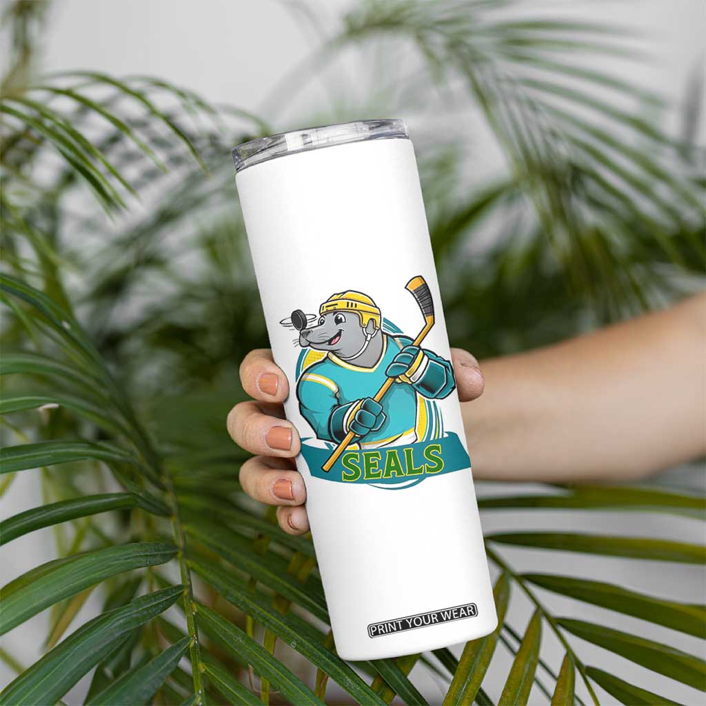 Cute Seal Playing Ice Hockey Skinny Tumbler Funny Winter Sports Gift TS12 Print Your Wear