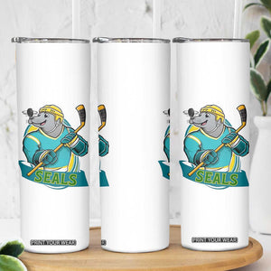 Cute Seal Playing Ice Hockey Skinny Tumbler Funny Winter Sports Gift TS12 Print Your Wear