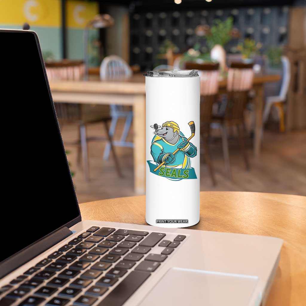 Cute Seal Playing Ice Hockey Skinny Tumbler Funny Winter Sports Gift TS12 Print Your Wear