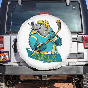 Cute Seal Playing Ice Hockey Spare Tire Cover Funny Winter Sports Gift TS12 No hole White Print Your Wear