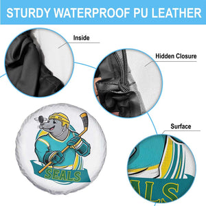 Cute Seal Playing Ice Hockey Spare Tire Cover Funny Winter Sports Gift TS12 Print Your Wear