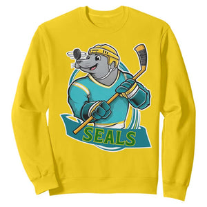 Cute Seal Playing Ice Hockey Sweatshirt Funny Winter Sports Gift TS12 Daisy Print Your Wear