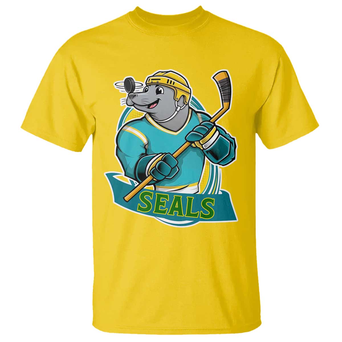 Cute Seal Playing Ice Hockey T Shirt Funny Winter Sports Gift TS12 Daisy Print Your Wear