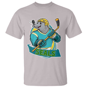 Cute Seal Playing Ice Hockey T Shirt Funny Winter Sports Gift TS12 Ice Gray Print Your Wear