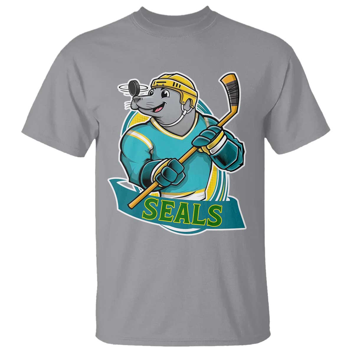 Cute Seal Playing Ice Hockey T Shirt Funny Winter Sports Gift TS12 Sport Gray Print Your Wear