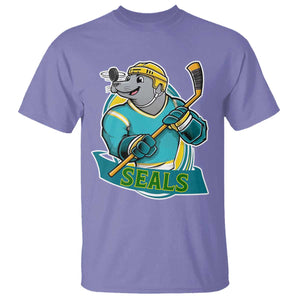 Cute Seal Playing Ice Hockey T Shirt Funny Winter Sports Gift TS12 Violet Print Your Wear