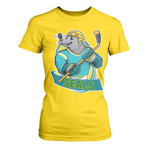 Cute Seal Playing Ice Hockey T Shirt For Women Funny Winter Sports Gift TS12 Daisy Print Your Wear
