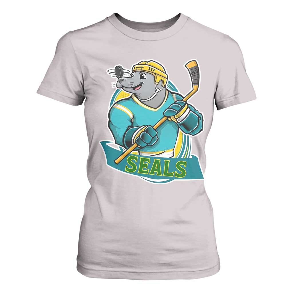 Cute Seal Playing Ice Hockey T Shirt For Women Funny Winter Sports Gift TS12 Ice Gray Print Your Wear