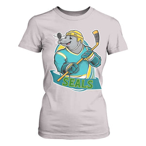 Cute Seal Playing Ice Hockey T Shirt For Women Funny Winter Sports Gift TS12 Ice Gray Print Your Wear