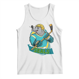 Cute Seal Playing Ice Hockey Tank Top Funny Winter Sports Gift TS12 White Print Your Wear