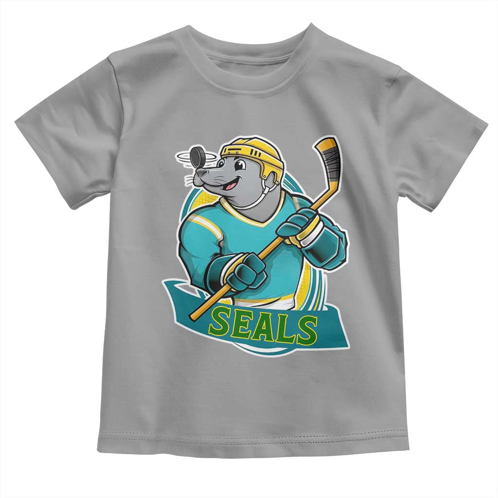 Cute Seal Playing Ice Hockey Toddler T Shirt Funny Winter Sports Gift TS12 Sport Gray Print Your Wear