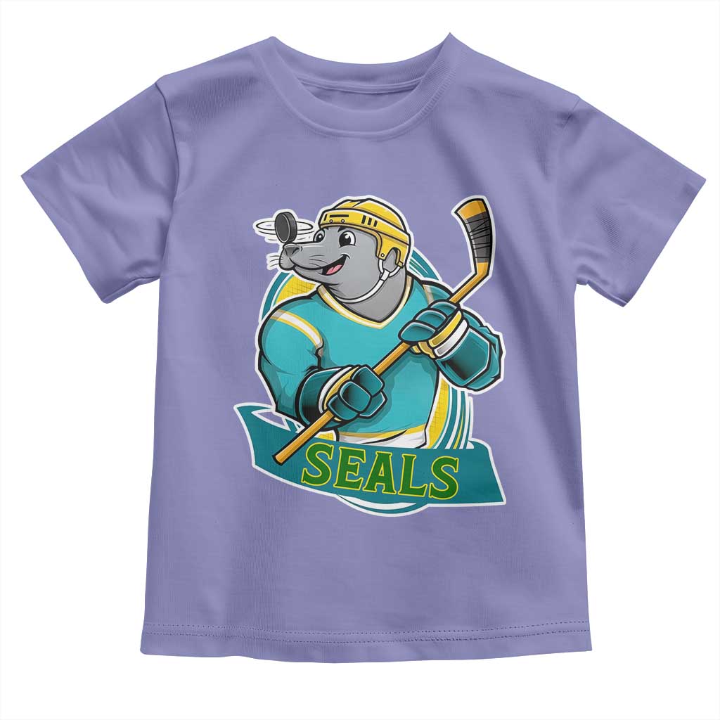 Cute Seal Playing Ice Hockey Toddler T Shirt Funny Winter Sports Gift TS12 Violet Print Your Wear