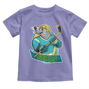 Cute Seal Playing Ice Hockey Toddler T Shirt Funny Winter Sports Gift TS12 Violet Print Your Wear