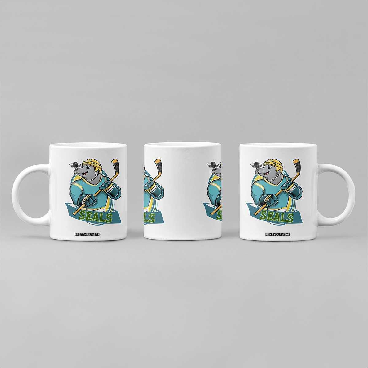 Cute Seal Playing Ice Hockey Coffee Mug Funny Winter Sports Gift TS12 Print Your Wear